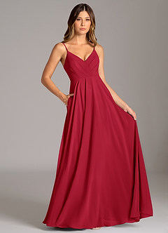 Azazie Amani Bridesmaid Dresses Scarlet A-Line Pleated Chiffon Dress image6