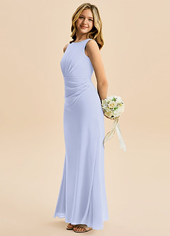 Azazie Floris Junior Vestido de Lavanda de Gasa de Corte en A con Plisado image5