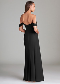 Azazie Amyra Bridesmaid Dresses Black Sheath Off the Shoulder Chiffon Convertible Dress image4