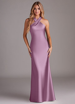 Azazie Doretta Brautjungfernkleider Meerjungfrau-Linie Plissee Stretch-Satin Kleid Blauregen image1