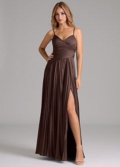 Azazie Vini Abiti da Damigella Abito A-Line in Raso Elasticizzato Plissettato Ganache image3