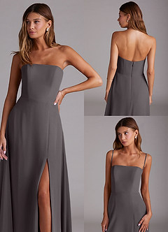 Azazie Wren Bridesmaid Dresses Steel Grey A-Line Side Slit Chiffon Convertible Dress image9