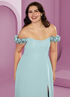 Barbie ♥ Azazie Jurken voor bruidsmeisjes Converteerbaar Jurk van Chiffon met A-Lijn Off the Shoulder De Nevel image16