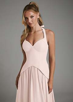 Azazie Michelle Kleider zum Anprobieren zu Hause A-Linie Korsett Chiffon Kleid Zartrosa image7