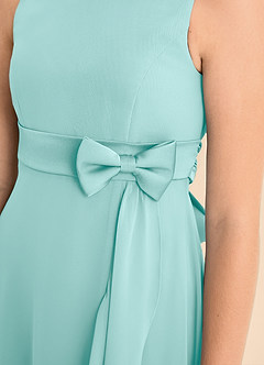 Azazie Lilenne Junior Aqua A-Line Bow Chiffon Dress image6