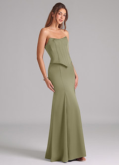 Azazie Ximena Bridesmaid Dresses Pistachio Mermaid Corset Stretch Satin Convertible Dress image5