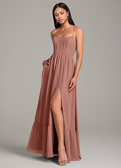 Azazie Kailee Bridesmaid Dresses Cedar Rose A-Line with Pockets Chiffon Dress image4