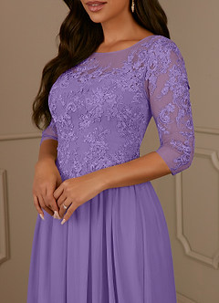 Azazie Harriet vestidos de madre de la novia Vestido de Tahití de Malla de Corte En A con Encaje image5