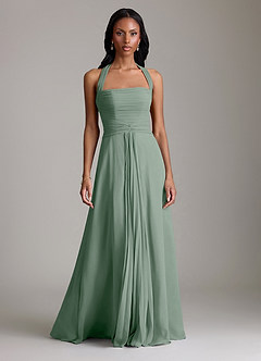 Azazie Clarisa Bridesmaid Dresses Silver Sage A-Line Pleated Chiffon Dress image5
