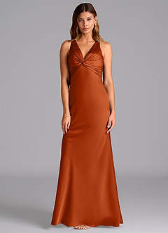 Azazie Hati Brudtärnklänningar Klä av Sjöjungfru i Stretch Satin Bränd Apelsin image5