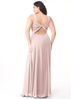 Azazie Nahrin Bridesmaid Dresses Blushing Pink A-Line V-Neck Pleated Chiffon Dress image10