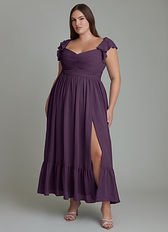 Azazie Anaya Bridesmaid Dresses Plum A-Line Sweetheart Neckline Chiffon Dress image8