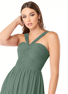 Azazie Dionne Brautjungfernkleider A-Linie Korsett Chiffon Kleid Eukalyptus image6