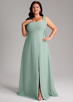 Azazie Debra At-home Try On Dresses Agave A-Line with Pockets Chiffon Convertible Dress image13