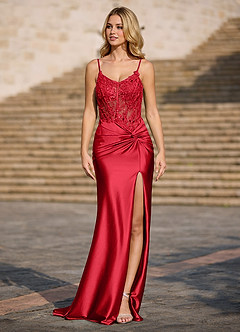 Radiance Red Beaded Sheath Jersey Prom Dress image6