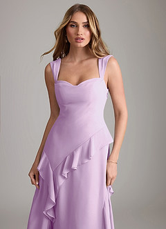Azazie Sloane Bridesmaid Dresses Frosted Lilac A-Line Sweetheart Neckline Chiffon Dress image6
