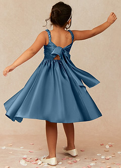 Azazie Cutie Pie Flower Girl Dresses Bermuda A-Line Pleated Matte Satin Dress image2