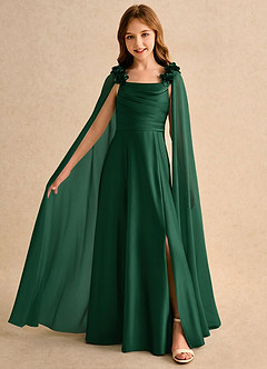 Azazie Rosita Girls Formal Flower Girl Klänningar Klänning A-Line i Stretch Satin Plisserad image3
