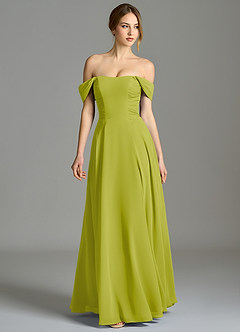 Azazie Oasis Bridesmaid Dresses Lemongrass A-Line with Pockets Chiffon Dress image5