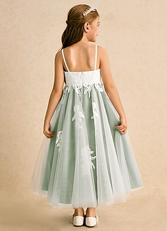 Azazie Coraline Blumenmädchenkleider A-Linie Spitze Kleid Elfenbein Staubiger Salbei image2