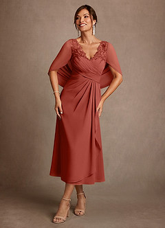 Azazie Forums Mother of the Bride Dresses Terracotta A-Line Lace Dress image1