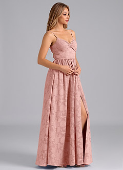 Azazie Zeya Robes de demoiselle d'honneur Robe Trapèze en Blumen-Burnout Arc Rosette image5