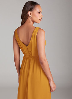 Azazie Tanicia Bridesmaid Dresses Butterscotch A-Line Pleated Chiffon Dress image6