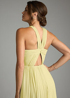 Azazie Afra Abiti da Damigella Abito A-Line in Chiffon Plissettato Sorbetto Al Limone image6
