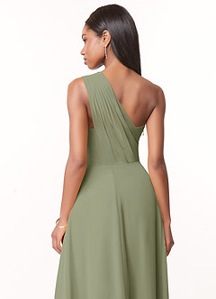 Azazie Ashley Bridesmaid Dresses Pistachio A-Line Ruched Chiffon Dress image3