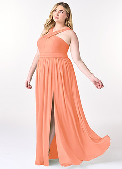 Azazie Elvira Bridesmaid Dresses Sunset A-Line Pleated Chiffon Dress image9