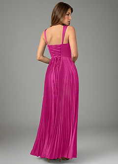 Azazie Avenelle Robes de demoiselle d'honneur Robe Trapèze en Satin extensible Corset Fuchsia image2
