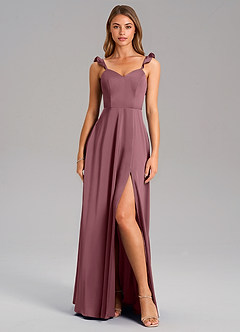 Azazie Everett Brautjungfernkleider A-Linie Stretch-Satin Kleid Wüstenrose image3