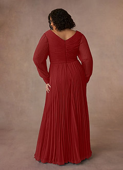 Azazie Zina Mother of the Bride Dresses Rust A-Line Pleated Chiffon Dress image8