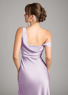 Azazie Madelyn Bridesmaid Dresses Frosted Lilac Mermaid One Shoulder Stretch Satin Convertible Dress image7