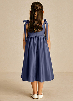 Azazie Chelsie Flower Girl Dresses Stormy A-Line Bow Matte Satin Dress image2
