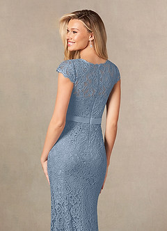 Azazie Janet Abiti per la Madre della Sposa Abito Sirena in Pizzo Blu Polveroso image6