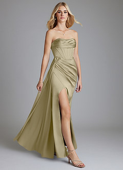 Azazie Amyra Bridesmaid Dresses Moss Green Mermaid Off the Shoulder Stretch Satin Convertible Dress image10