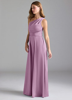 Azazie Dallas Bridesmaid Dresses Wisteria A-Line One Shoulder Stretch Satin Dress image5