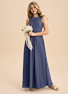 Azazie Skyla Junior Stormy A-Line Pleated Chiffon Dress image5