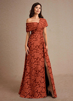 Azazie Milton 신부의 어머니 드레스 A라인 주름진 플로럴 번아웃 플로어 길이 드레스 image5