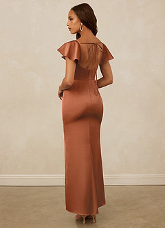 Christian Siriano Bridal for Azazie 1005 Bridesmaid Dresses Copper Sheath Sweetheart Neckline Stretch Satin Dress image2