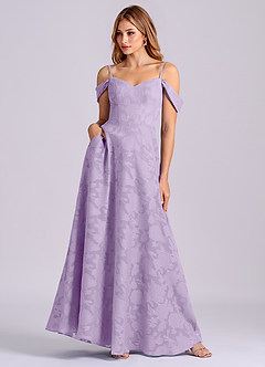 Azazie Marley Final Sale Lilac A-Line Off the Shoulder Floral Burnout Convertible Dress image4