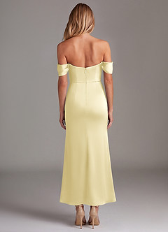Azazie Saige Brautjungfernkleider Meerjungfrau-Linie Schulterfrei Stretch-Satin Kleid Zitronensorbet image8