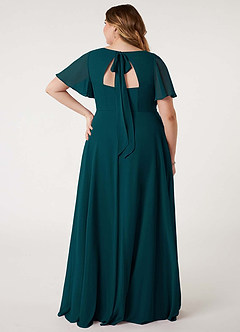 Azazie Kimber Bridesmaid Dresses Pine A-Line Flounce Sleeve Chiffon Dress image9