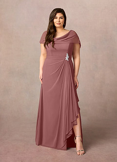 Azazie Mary Mother of the Bride Dresses Desert Rose A-Line Side Slit Chiffon Dress image6