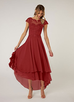 Azazie Shonda Mother of the Bride Dresses Rust Lace Chiffon Dress image1