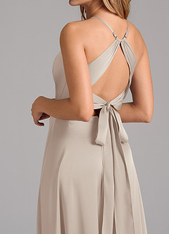 Azazie Evalleen Bridesmaid Dresses Frost A-Line Pleated Stretch Satin Dress image2