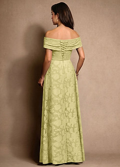 Azazie New Britain Mother of the Bride Dresses Lemon Sorbet A-Line Pleated Floral Burnout Dress image3