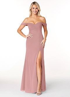 Azazie Joretta Bridesmaid Dresses Dusty Rose A-Line Sweetheart Neckline Chiffon Convertible Dress image1