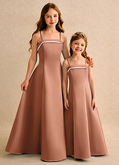 Azazie Izel Girls Formal Flower Girl Klänningar Klä A-Line i Matt satäng Plisserad image2